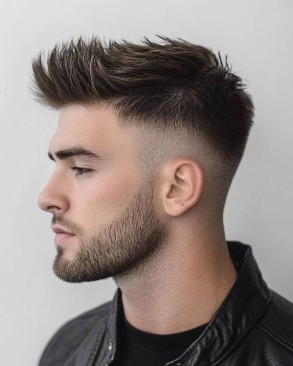 Short Stylish Spiky Hair with Low Fade